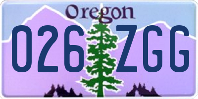 OR license plate 026ZGG