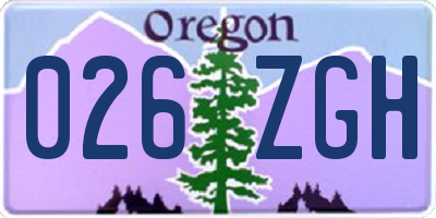 OR license plate 026ZGH