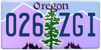 OR license plate 026ZGI