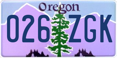 OR license plate 026ZGK