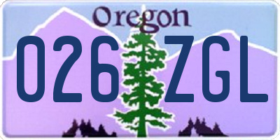 OR license plate 026ZGL