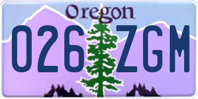 OR license plate 026ZGM