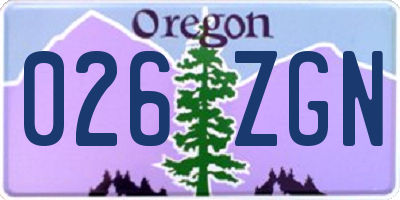 OR license plate 026ZGN