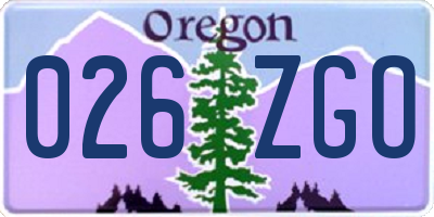 OR license plate 026ZGO