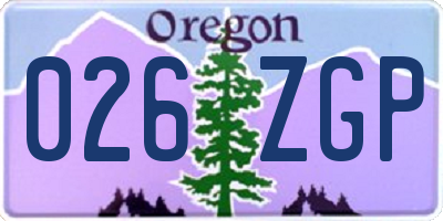 OR license plate 026ZGP