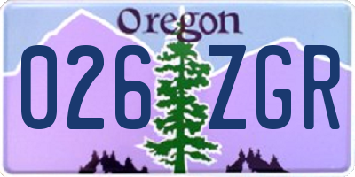 OR license plate 026ZGR