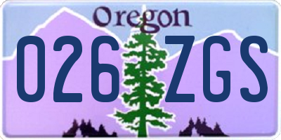 OR license plate 026ZGS