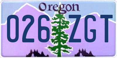 OR license plate 026ZGT