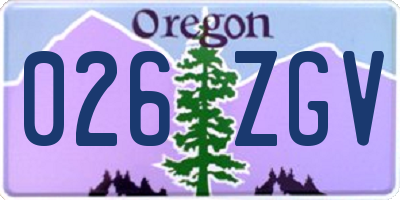 OR license plate 026ZGV