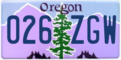 OR license plate 026ZGW