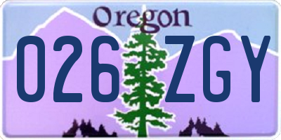 OR license plate 026ZGY
