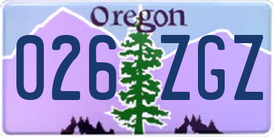 OR license plate 026ZGZ