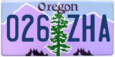 OR license plate 026ZHA