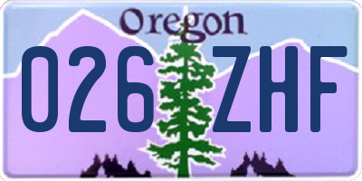 OR license plate 026ZHF