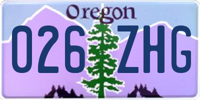 OR license plate 026ZHG
