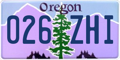 OR license plate 026ZHI
