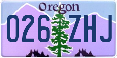 OR license plate 026ZHJ