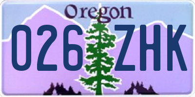 OR license plate 026ZHK