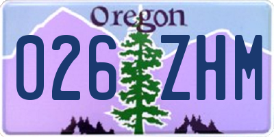 OR license plate 026ZHM