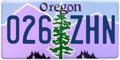 OR license plate 026ZHN