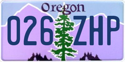 OR license plate 026ZHP