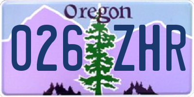 OR license plate 026ZHR