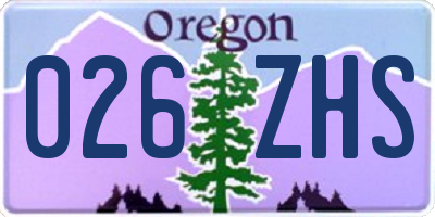 OR license plate 026ZHS