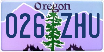 OR license plate 026ZHU