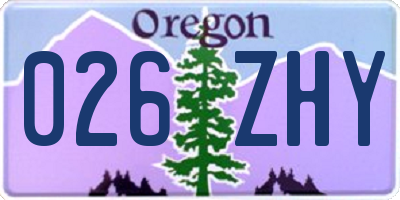 OR license plate 026ZHY