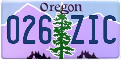 OR license plate 026ZIC