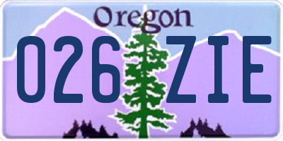 OR license plate 026ZIE