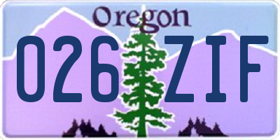 OR license plate 026ZIF