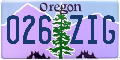 OR license plate 026ZIG