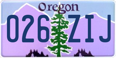 OR license plate 026ZIJ