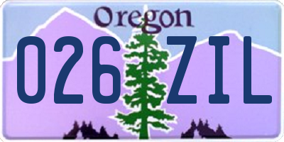 OR license plate 026ZIL