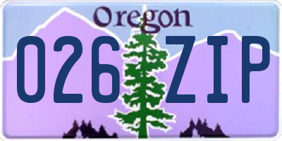 OR license plate 026ZIP