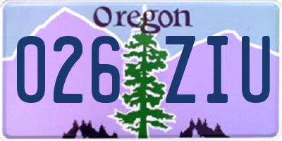 OR license plate 026ZIU