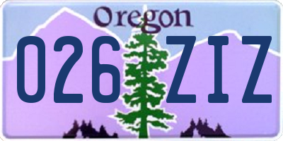 OR license plate 026ZIZ