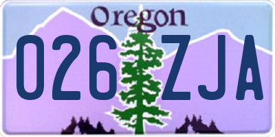 OR license plate 026ZJA