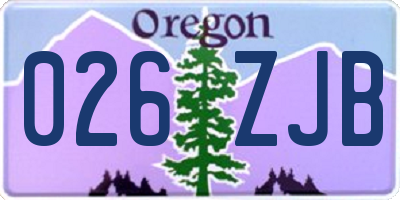 OR license plate 026ZJB