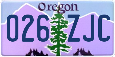 OR license plate 026ZJC