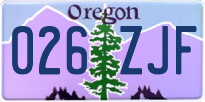 OR license plate 026ZJF