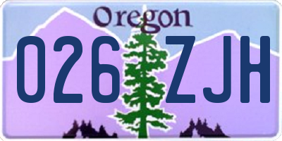 OR license plate 026ZJH
