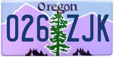 OR license plate 026ZJK