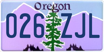 OR license plate 026ZJL