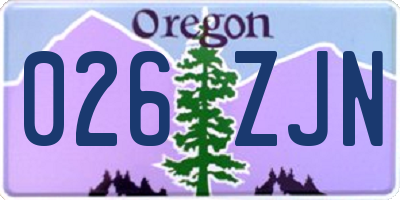 OR license plate 026ZJN