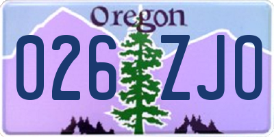 OR license plate 026ZJO