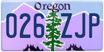 OR license plate 026ZJP