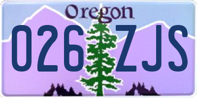 OR license plate 026ZJS