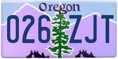 OR license plate 026ZJT